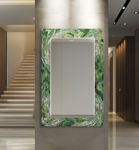 Green mosaic rectangle wall - green,