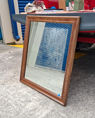 Rectangle wall mirror brown - wall,